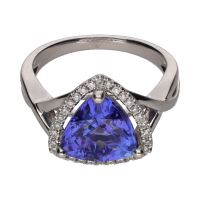 ANILLOS / SORTIJAS<BR>SORTIJA EN ORO BLANCO CON AMATISTA Y B...