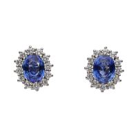 PENDIENTES<BR>PENDIENTES EN ORO BLANCO CON ZAFIROS Y...