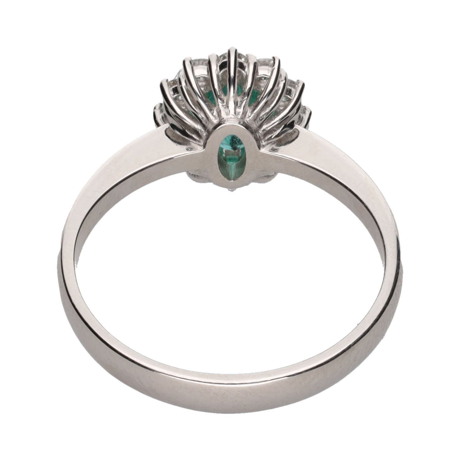Sortija en oro blanco con esmeralda y brillantes. Talla 15.