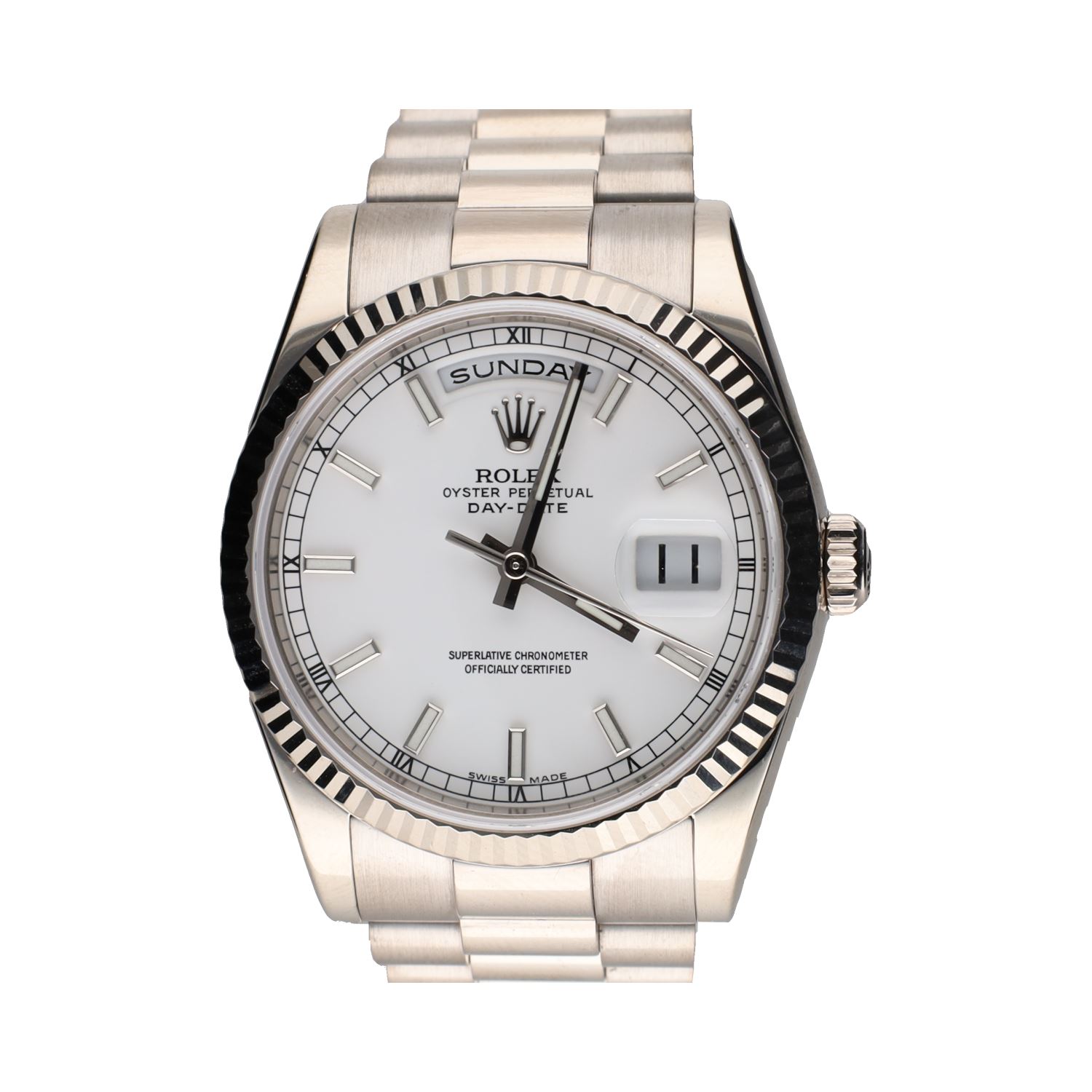 Day-date president oro blanco 36mm.   