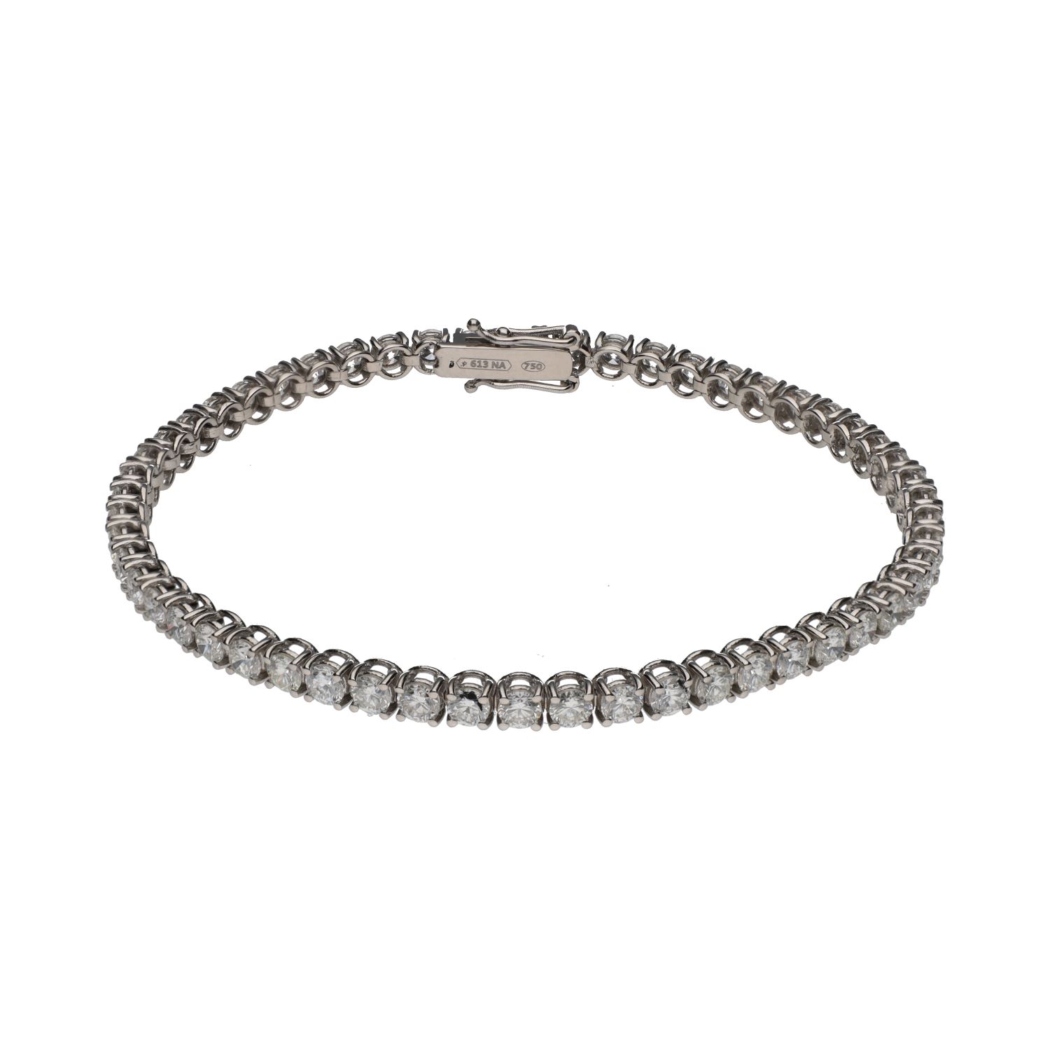 Pulsera riviere en oro blanco con brillantes.