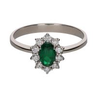 ANILLOS / SORTIJAS<BR>SORTIJA EN ORO BLANCO CON ESMERALDA Y ...
