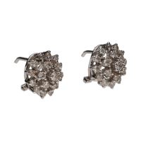 Pendientes en oro blanco con brillantes. Cierre omega.