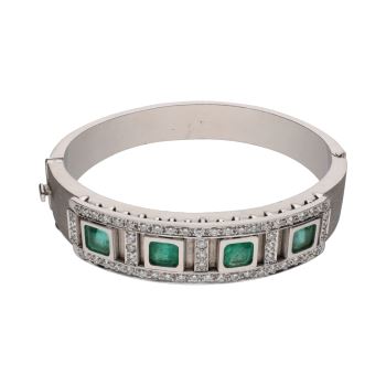 PULSERAS<BR>PULSERA RÍGIDA EN ORO BLANCO CON ESMER... · ref.: PRESENTA CERTIFICADO...