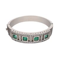 PULSERAS<BR>PULSERA RÍGIDA EN ORO BLANCO CON ESMER...