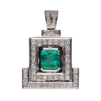 COLGANTES<BR>COLGANTE EN ORO BLANCO CON ESMERALDA Y... · ref.: PRESENTA CERTIFICADO...