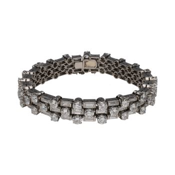 PULSERAS<BR>PULSERA EN ORO BLANCO CON BAGUETTES Y ... · ref.: PRESENTA CERTIFICADO...