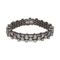 PULSERAS<BR>PULSERA EN ORO BLANCO CON BAGUETTES Y ...