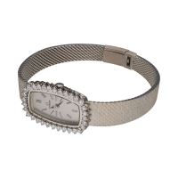 Clasico señora oro blanco brillantes cuerda manual.  