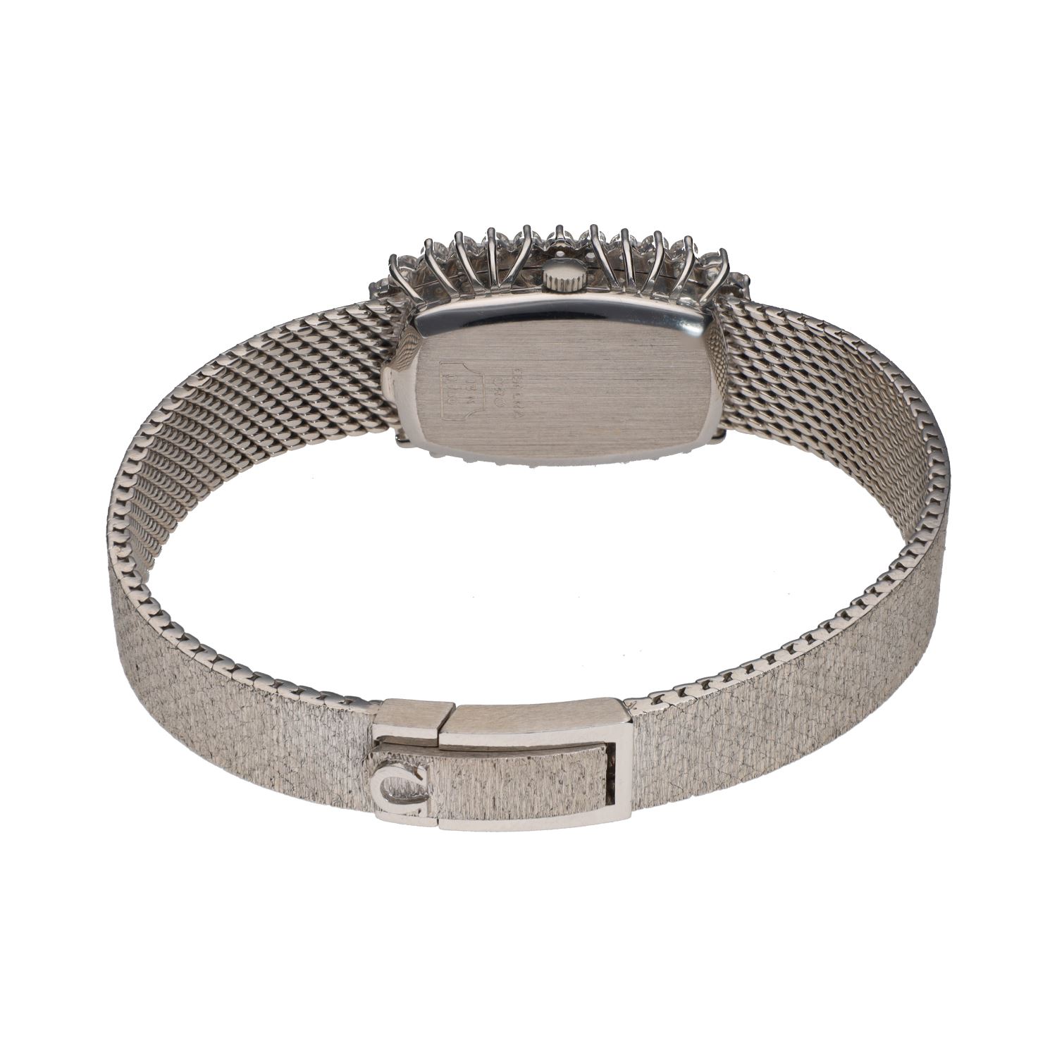 Clasico señora oro blanco brillantes cuerda manual.  