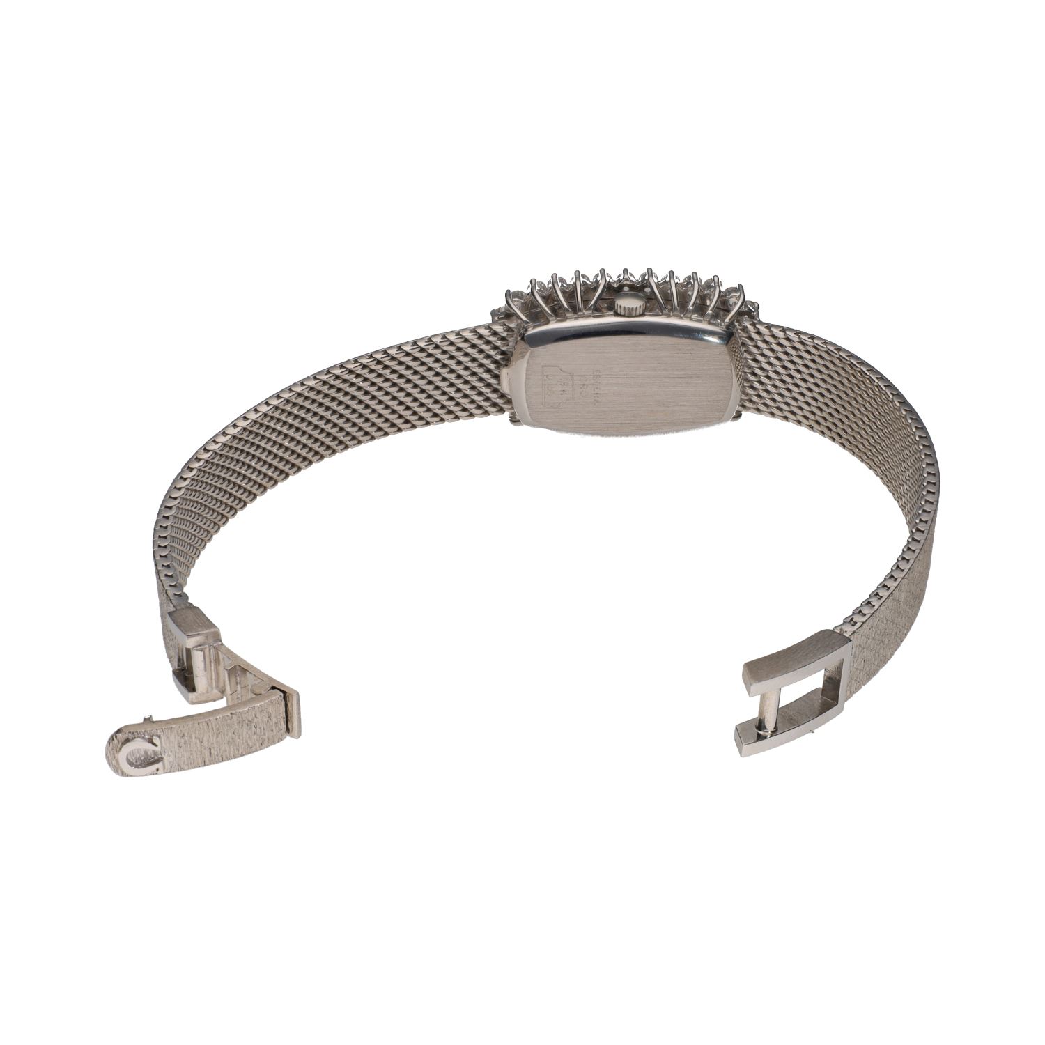 Clasico señora oro blanco brillantes cuerda manual.  