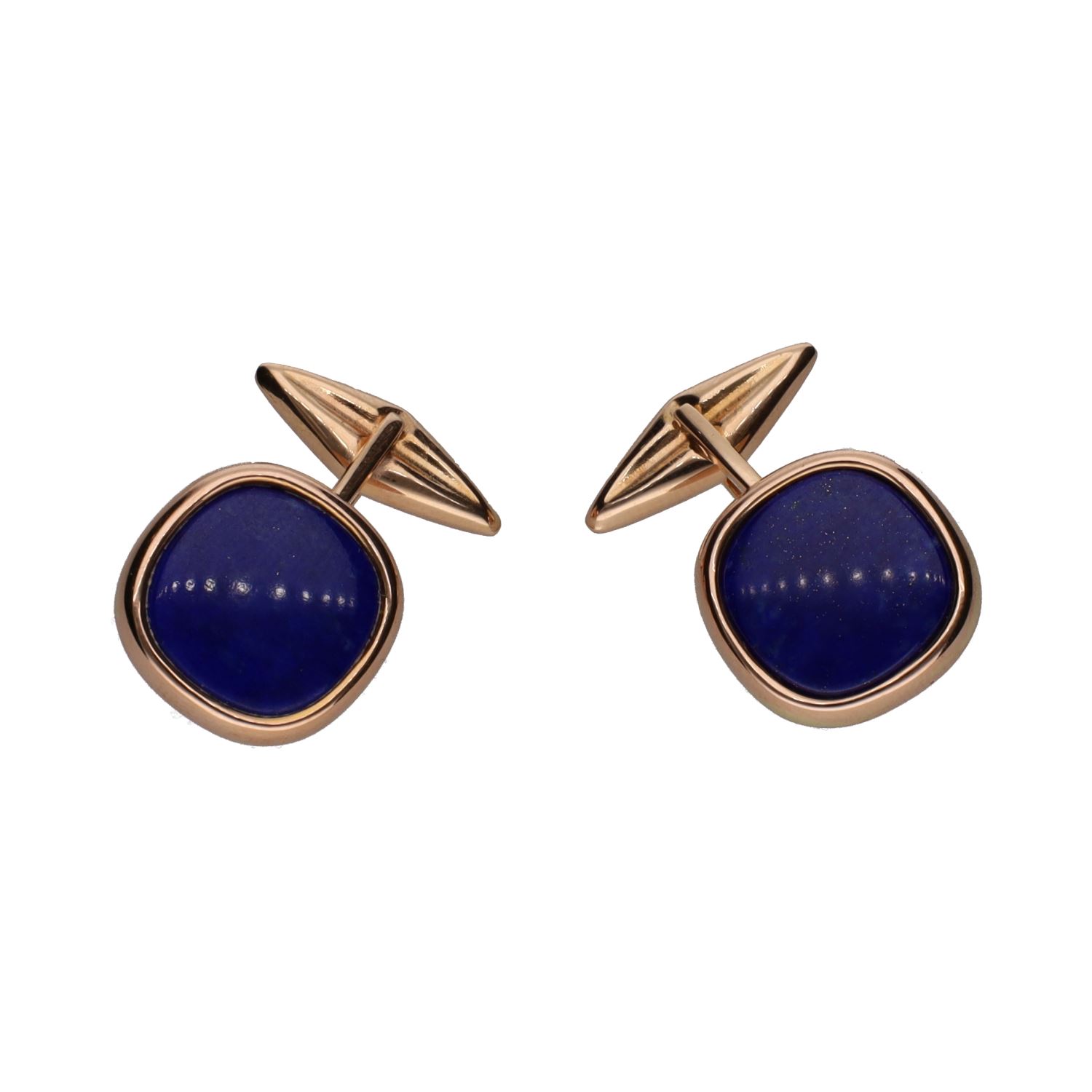 Gemelos en oro amarillo con lapislázuli.