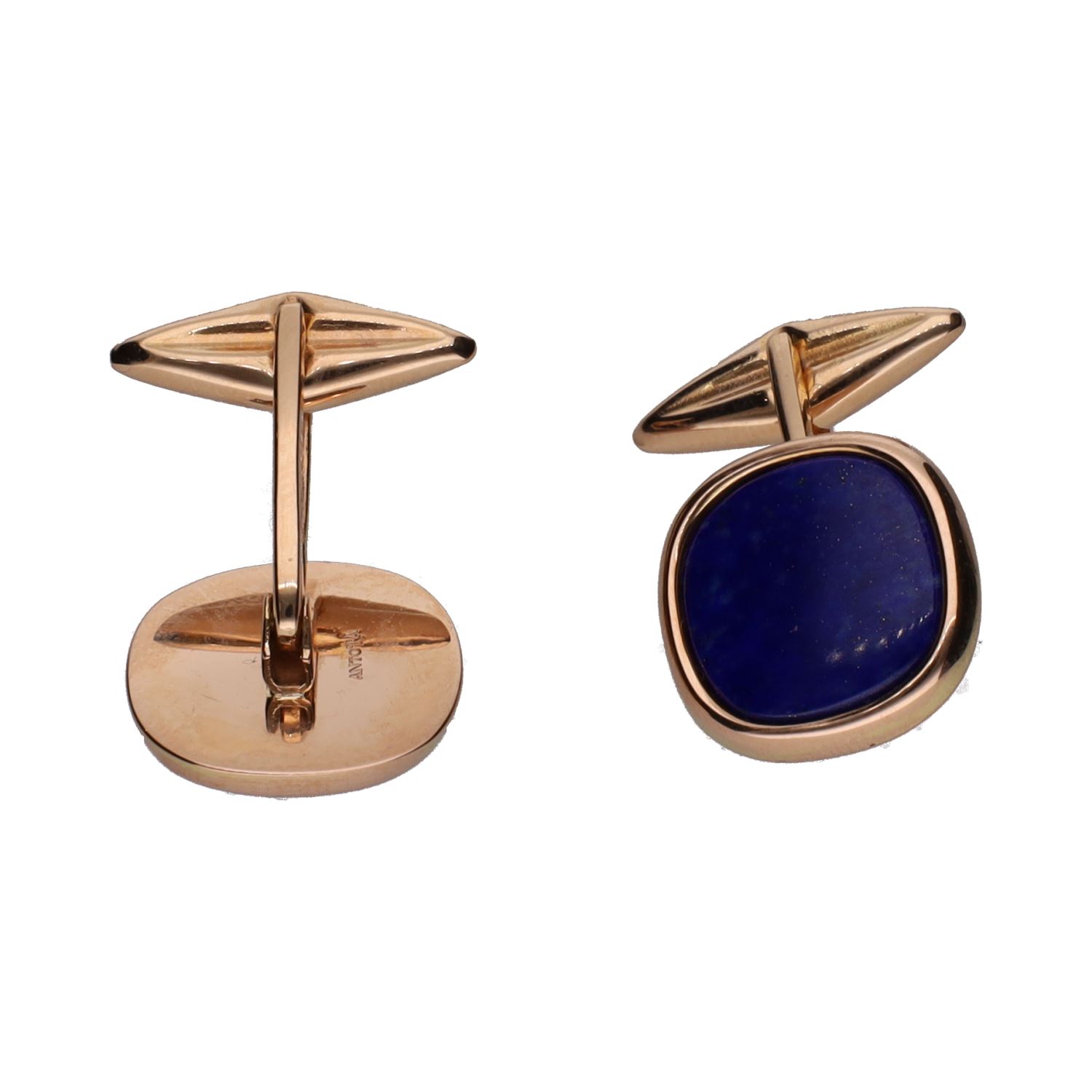 Gemelos en oro amarillo con lapislázuli.