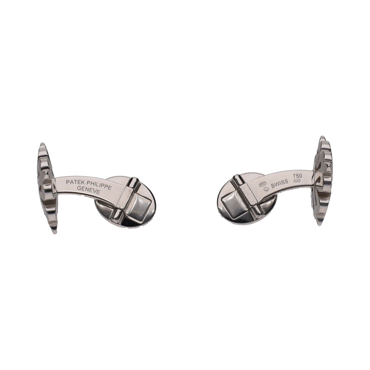 Gemelos patek philippe en oro blanco.