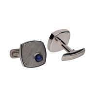 Gemelos en oro blanco con zafiros estrella.