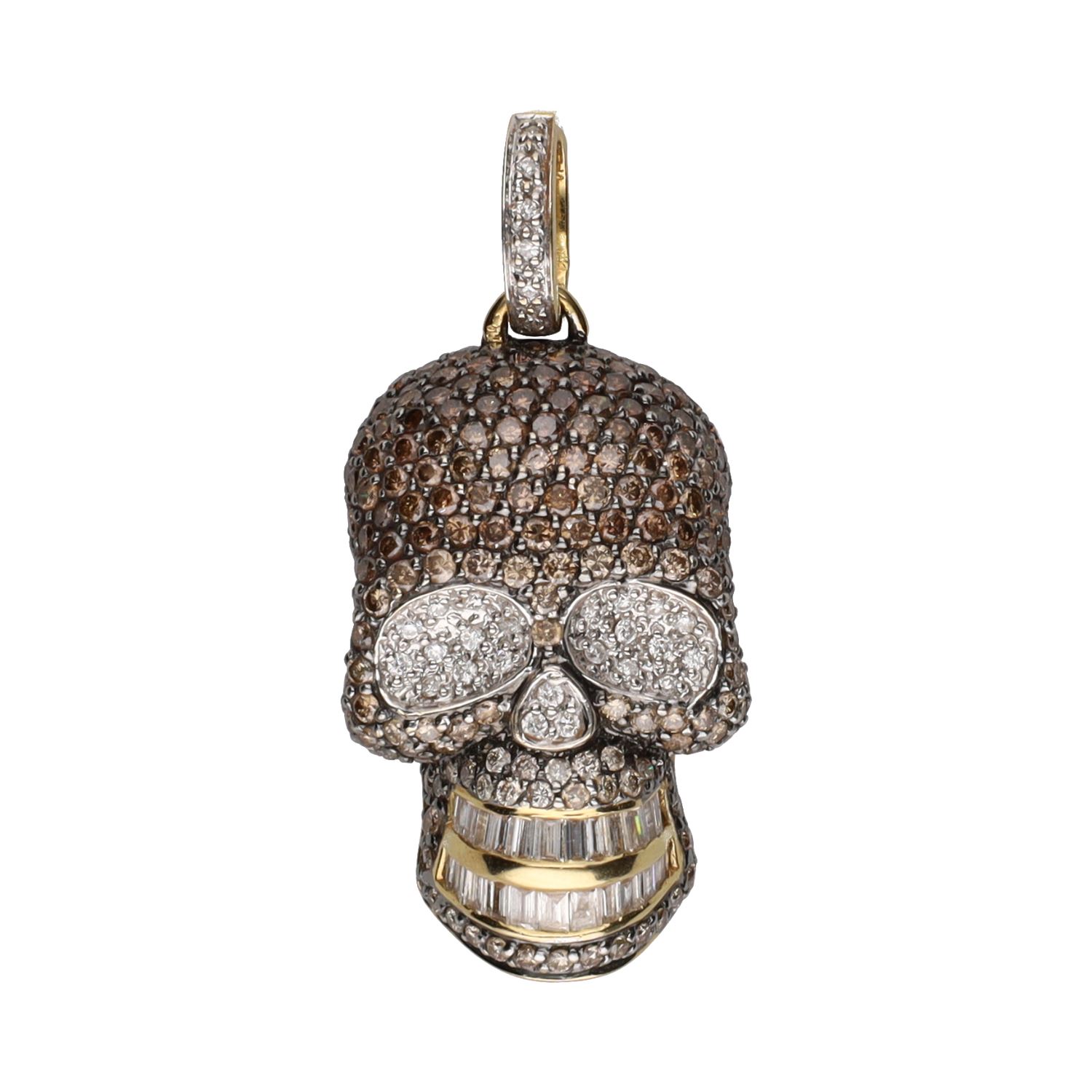 Colgante calavera en oro amarillo con brillantes.