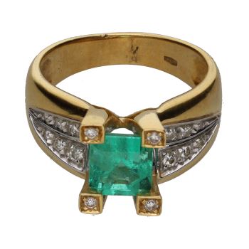 ANILLOS / SORTIJAS<BR>SORTIJA EN ORO AMARILLO CON ESMERALDA ... · ref.: (RLM)