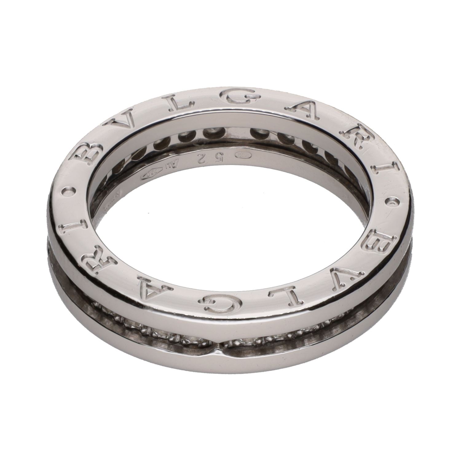 Sortija bulgari b-zero en oro blanco con brillantes. Talla 52