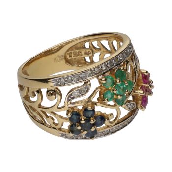 ANILLOS / SORTIJAS<BR>SORTIJA EN ORO AMARILLO CON ESMERALDAS... · ref.: (AIM)