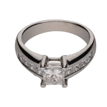 ANILLOS / SORTIJAS<BR>SORTIJA SOLITARIO EN ORO BLANCO CON BR... · ref.: PRESENTA CERTIFICADO...