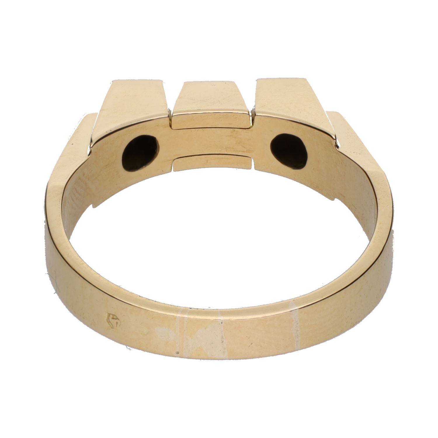 Sortija tresillo art-deco en oro amarillo con diamantes. Talla 25.