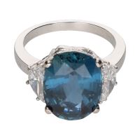 ANILLOS / SORTIJAS<BR>SORTIJA EN ORO BLANCO CON ZAFIRO Y BRI...