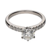 ANILLOS / SORTIJAS<BR>SORTIJA SOLITARIO EN ORO BLANCO CON BR...