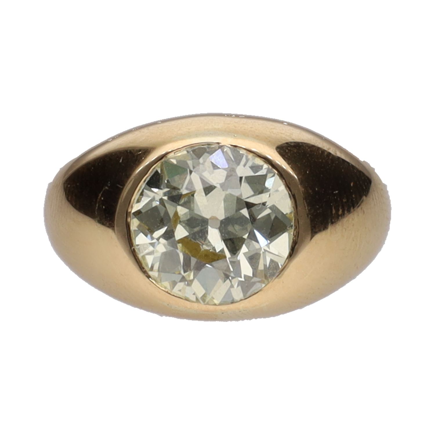 Sortija solitario en oro amarillo con un brillante. Talla 15.