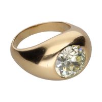 Sortija solitario en oro amarillo con un brillante. Talla 15.