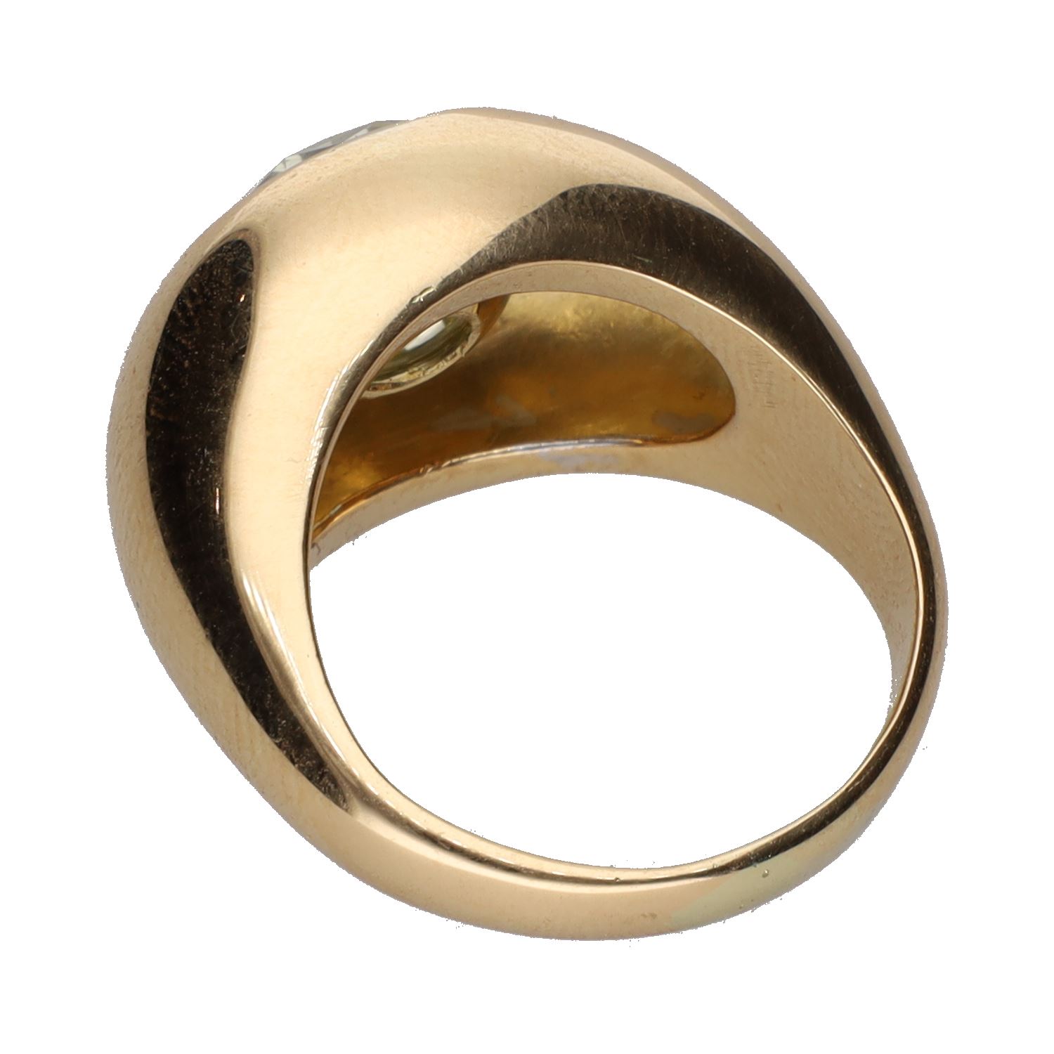 Sortija solitario en oro amarillo con un brillante. Talla 15.