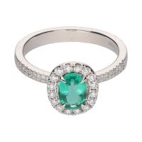 ANILLOS / SORTIJAS<BR>SORTIJA EN ORO BLANCO CON ESMERALDA Y ...