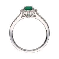 Sortija en oro blanco con esmeralda y brillantes. Talla 14.