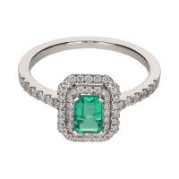 ANILLOS / SORTIJAS<BR>SORTIJA EN ORO BLANCO CON ESMERALDA Y ...