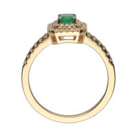 Sortija en oro amarillo con esmeralda y brillantes. Talla 14.