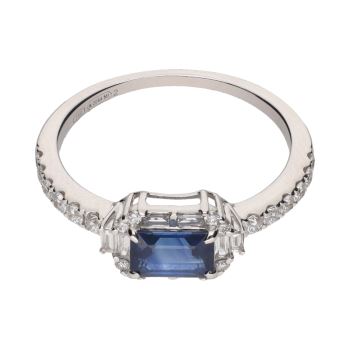 ANILLOS / SORTIJAS<BR>SORTIJA EN ORO BLANCO CON ZAFIRO Y BRI... · ref.: PRESENTA CERTIFICADO...