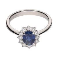 ANILLOS / SORTIJAS<BR>SORTIJA EN ORO BLANCO CON ZAFIRO Y BRI...