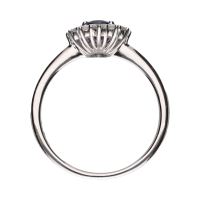 Sortija en oro blanco con zafiro y brillantes. Talla 14.