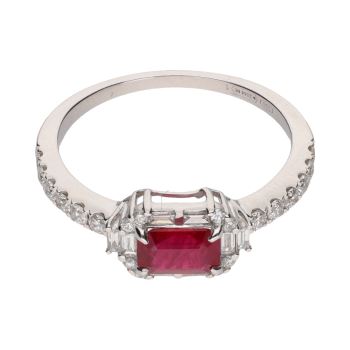 ANILLOS / SORTIJAS<BR>SORTIJA EN ORO BLANCO CON RUBÍ Y BRILL... · ref.: PRESENTA CERTIFICADO...