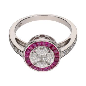ANILLOS / SORTIJAS<BR>SORTIJA EN ORO BLANCO CON RUBÍES Y DIA... · ref.: PRESENTA CERTIFICADO...