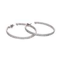 Pendientes argollas firmados por suarez en oro blanco con brillantes.