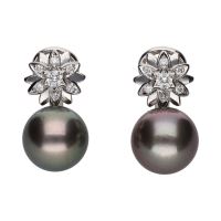 PENDIENTES<BR>PENDIENTES EN ORO BLANCO CON PERLAS TA...