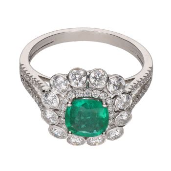 ANILLOS / SORTIJAS<BR>SORTIJA EN ORO BLANCO CON ESMERALDA Y ... · ref.: PRESENTA CERTIFICADO...