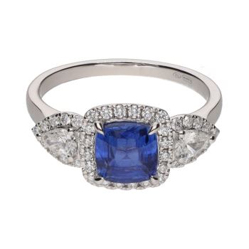 ANILLOS / SORTIJAS<BR>SORTIJA EN ORO BLANCO CON ZAFIRO Y BRI... · ref.: PRESENTA CERTIFICADO...