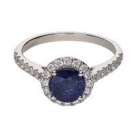 ANILLOS / SORTIJAS<BR>SORTIJA EN ORO BLANCO CON ZAFIRO Y BRI...