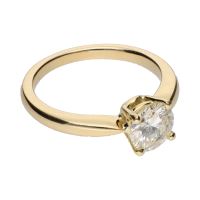 Solitario en oro amarillo con un brillante 1,04ct. Talla 13.