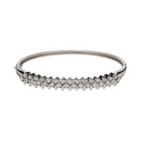 PULSERAS<BR>PULSERA RÍGIDA EN ORO BLANCO CON BRILL...