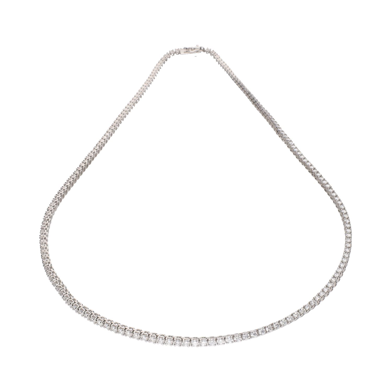 Collar riviere en oro blanco con brillantes.