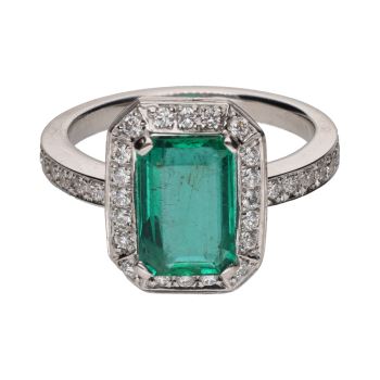 ANILLOS / SORTIJAS<BR>SORTIJA EN ORO BLANCO CON ESMERALDA Y ... · ref.: PRESENTA CERTIFICADO...