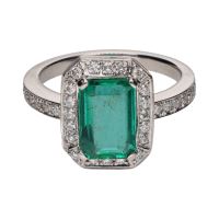 ANILLOS / SORTIJAS<BR>SORTIJA EN ORO BLANCO CON ESMERALDA Y ...