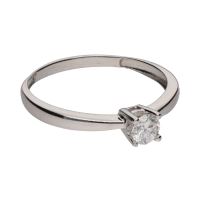 Solitario en oro blanco con un brillante 0,20ct . Talla 12.